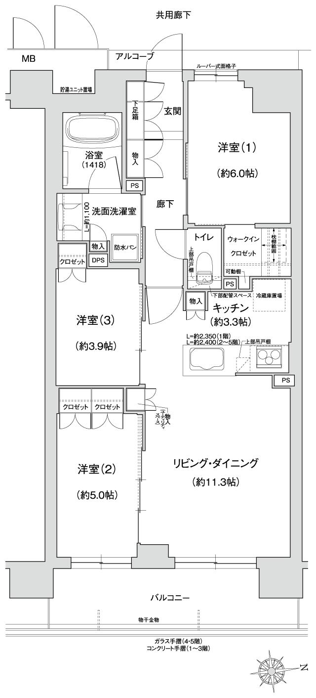 ジオ京都桂川テラスの間取り図　N：3LDK