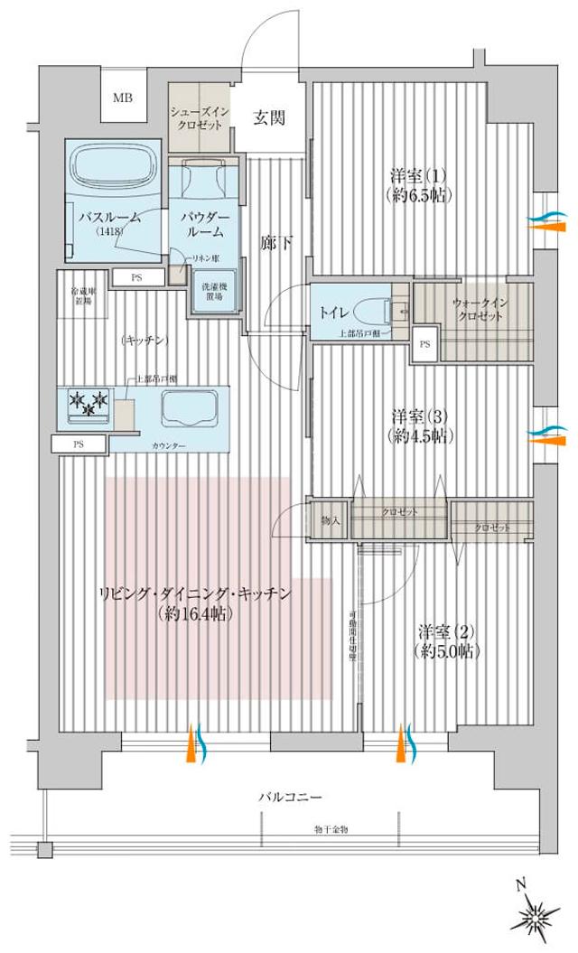プレサンス ロジェ 西宮リンクスの間取り図　G：3LDK+WIC+SIC