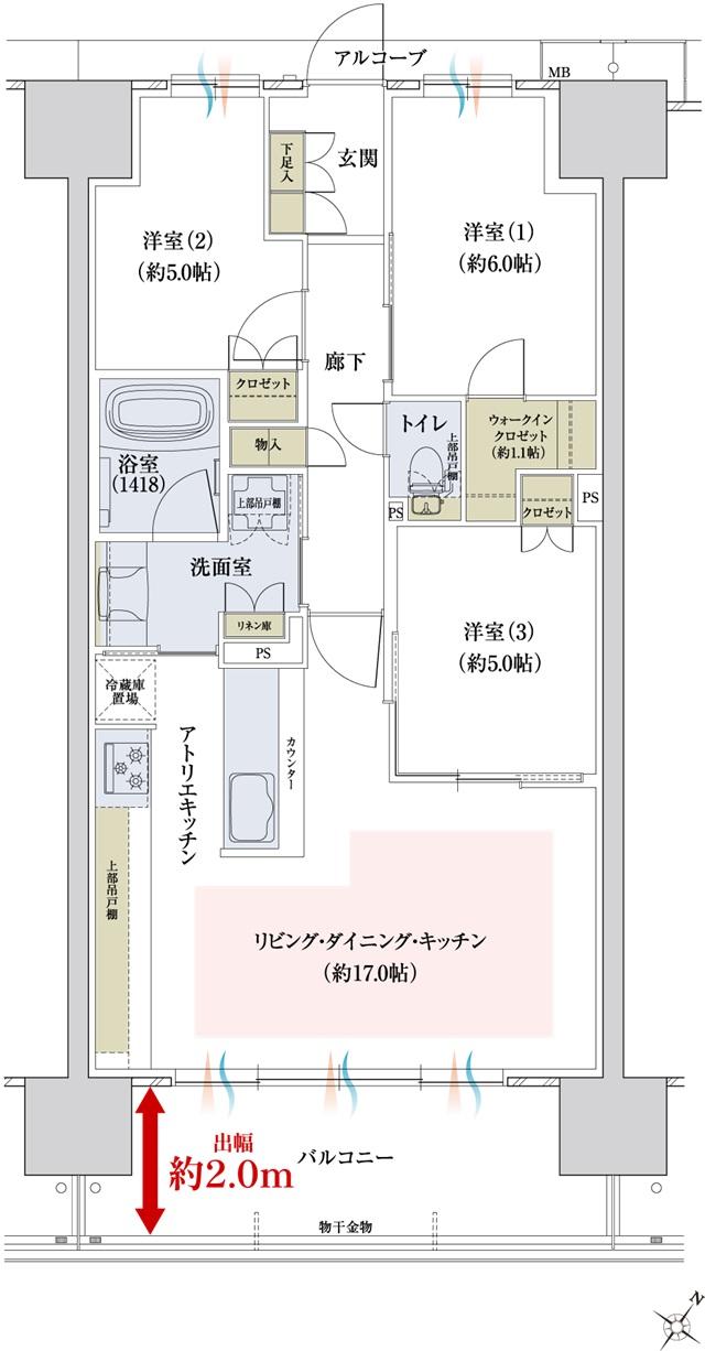 ウエリス近江八幡の間取り図　N：3LDK+WIC