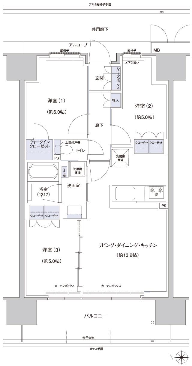 プレディア平野 ザ・レジデンスの間取り図　B3：3LDK+WIC