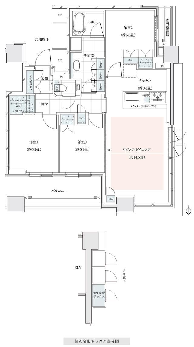 ザ・パークハウス 心斎橋タワーの間取り図　G-83L：3LDK+WIC