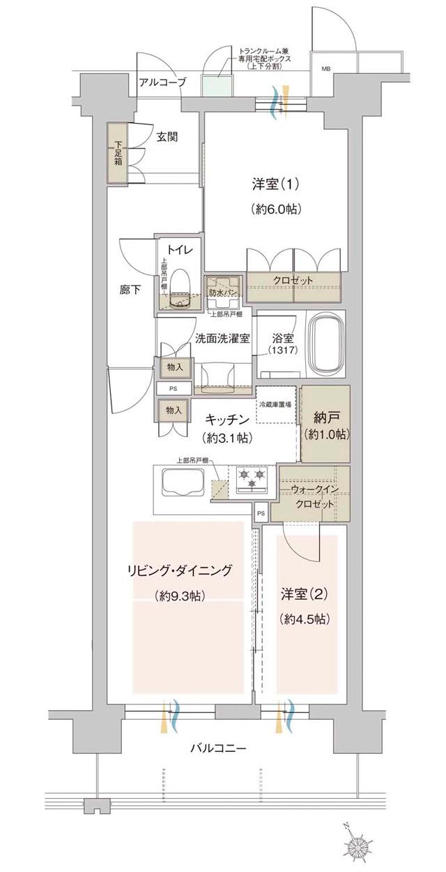 ジオ西宮テラスの間取り図　[EAST] C2：2LDK+N