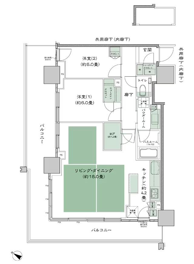 ベイシティタワーズ神戸 EASTの間取り図　E-75D-2：2LDK+N+WIC+SIC