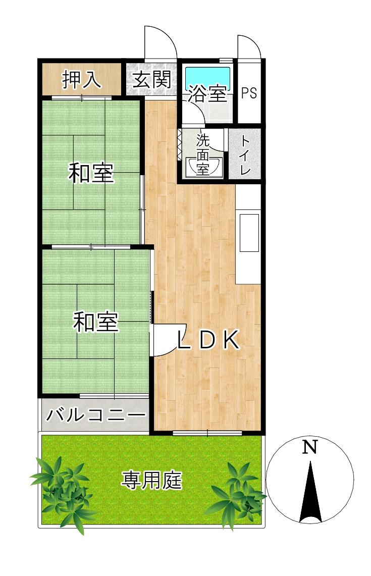 桃山台コーポラス　【専用庭あり】