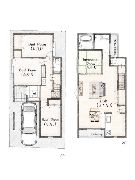 大蓮南４（弥刀駅） 3580万円～3730万円