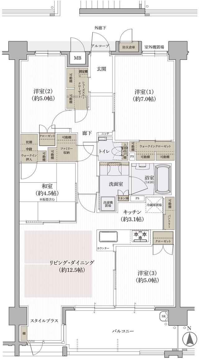 クレアホームズ道後上市 ザ・プレミアムの間取り図　E：4LDK