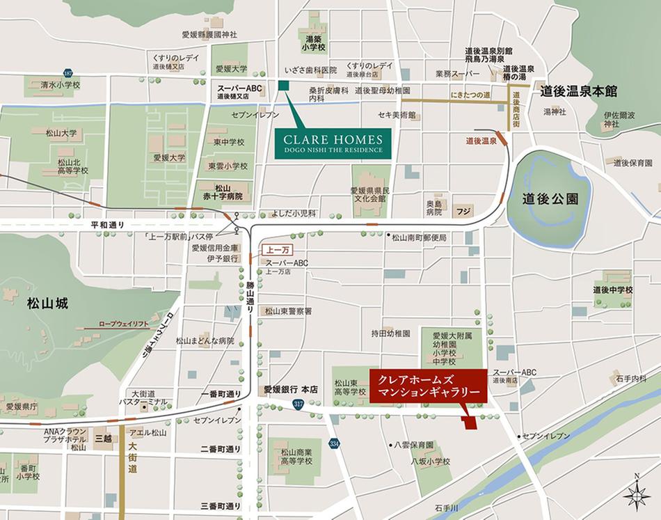 クレアホームズ道後西 ザ・レジデンスのモデルルーム案内図