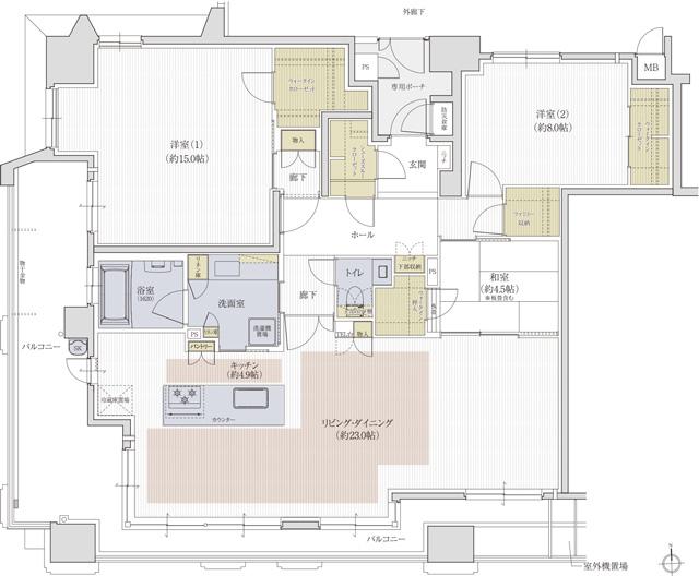 クレアホームズ松山大街道ザ・プレミアムの間取り図　F PREMIUM4：3LDK