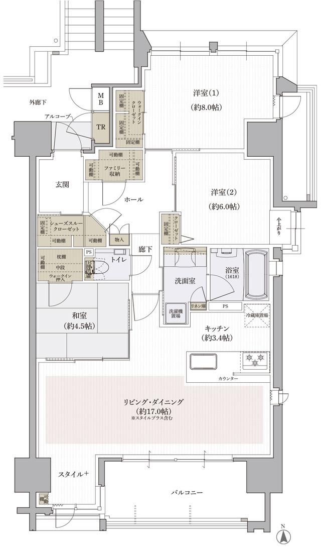 クレアホームズ松山南堀端 ザ・プレミアムの間取り図　H：3LDK