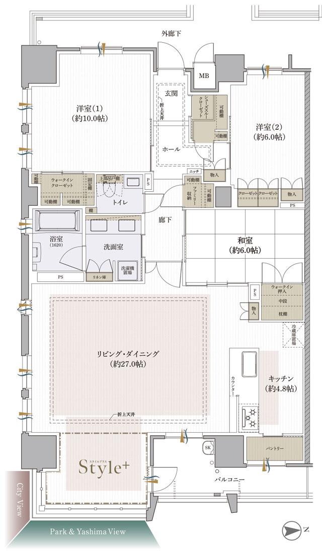 ザ・レジデンス高松 パークフロントタワーの間取り図　F：3LDK