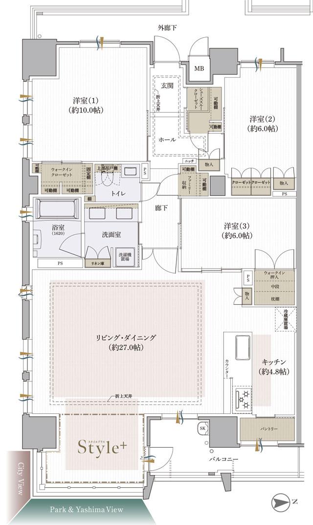 ザ・レジデンス高松 パークフロントタワーの間取り図　F MENU PLAN1：3LDK