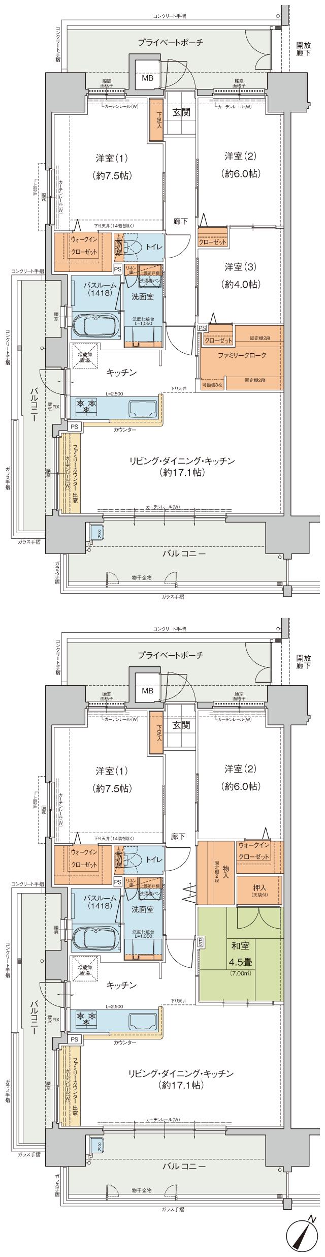 ヴェルディ広古新開の間取り図　A：3LDK+WIC+FC