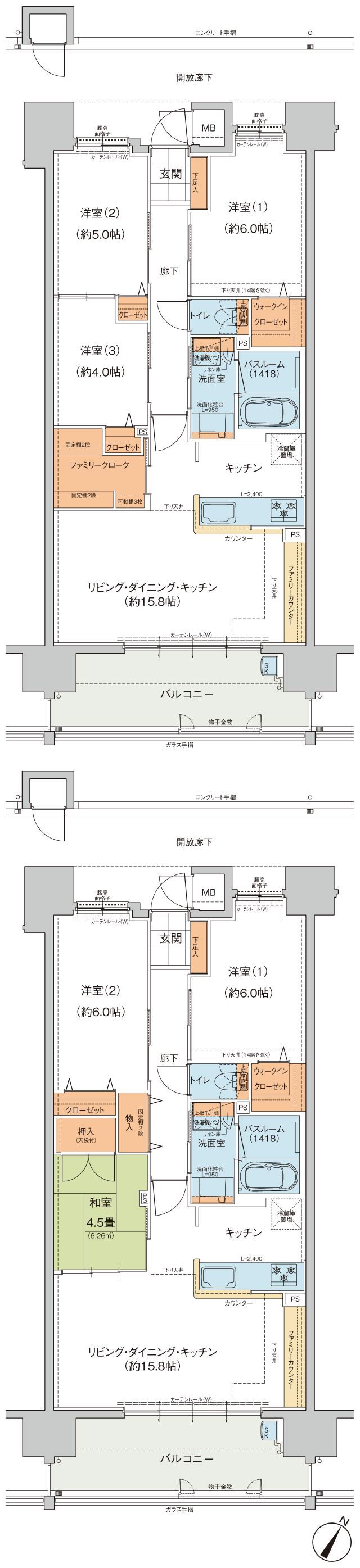 ヴェルディ広古新開の間取り図　C：3LDK+WIC+FC