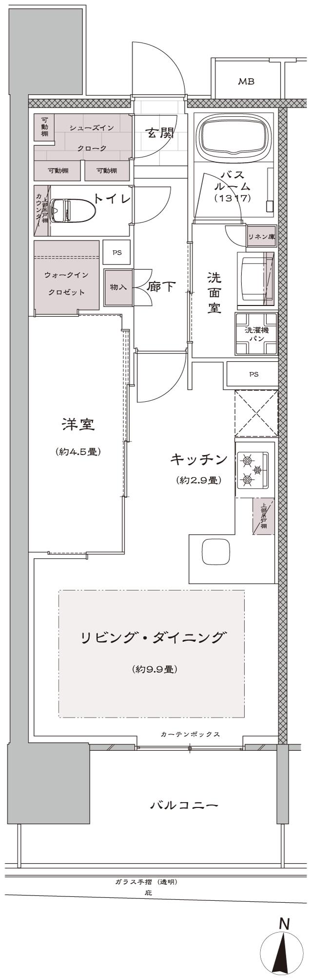 ザ・ライオンズ横川の間取り図　B：1LDK+WIC+SIC