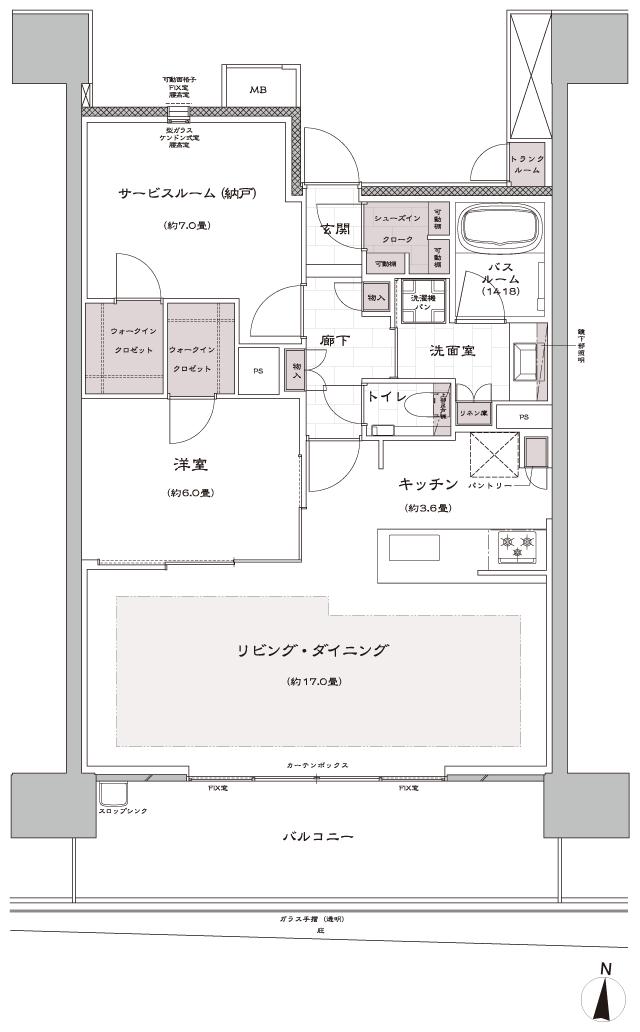 ザ・ライオンズ横川の間取り図　F：1LDK+S+2WIC+SIC+TR