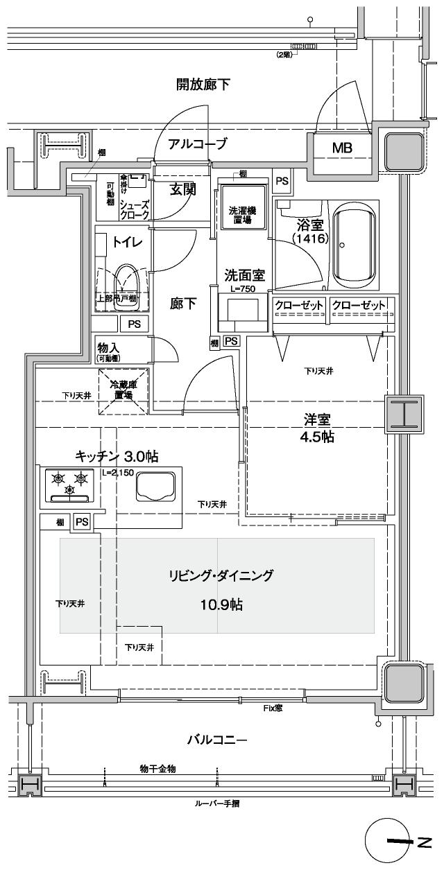 ラルステージ段原 THE MiDの間取り図　G：1LDK