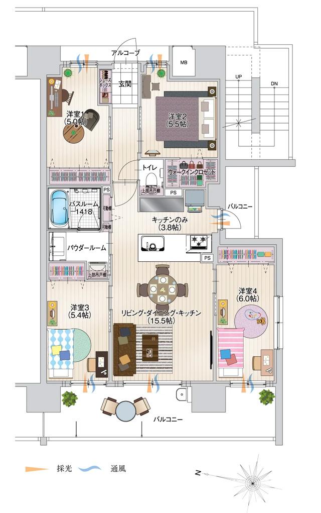 アルファステイツ下松桜町の間取り図　G：4LDK
