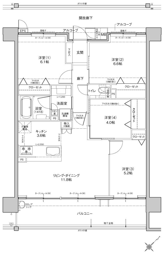 ラルステージ府中本町の間取り図　E：4LDK