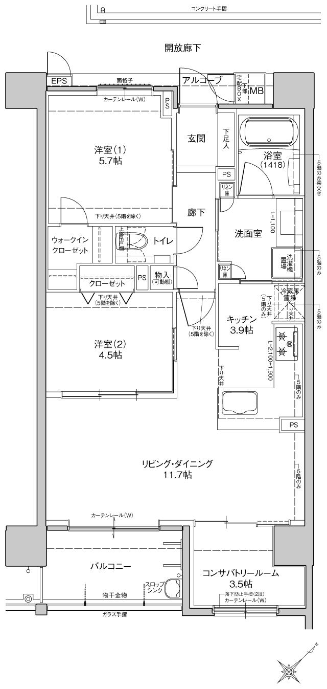 ラルステージ府中本町の間取り図　I：2LDK+CON+WIC