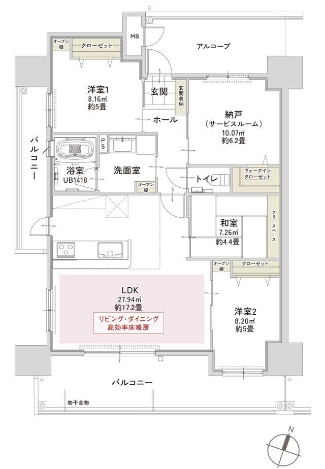 クレイルシティ山口堂の前の間取り図　A：3LDK+S