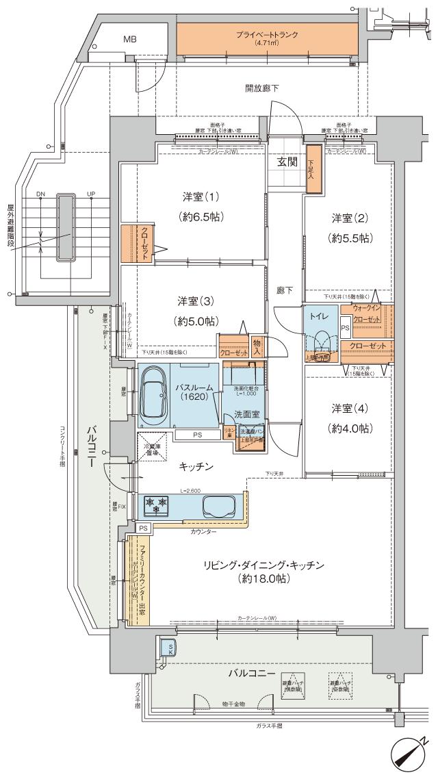 ヴェルディ・ザ・ガーデン芳泉の間取り図　E-A：4LDK+WIC