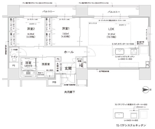 クレイルタワー下関海峡あいらんどの間取り図　SP-A：2LDK