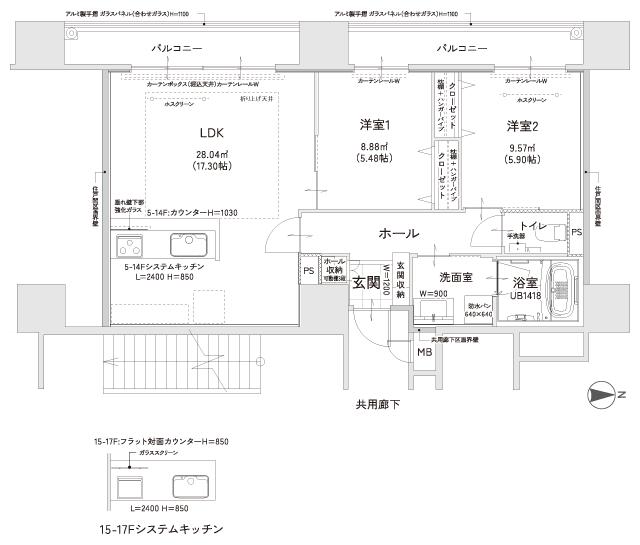 クレイルタワー下関海峡あいらんどの間取り図　SP-B：2LDK