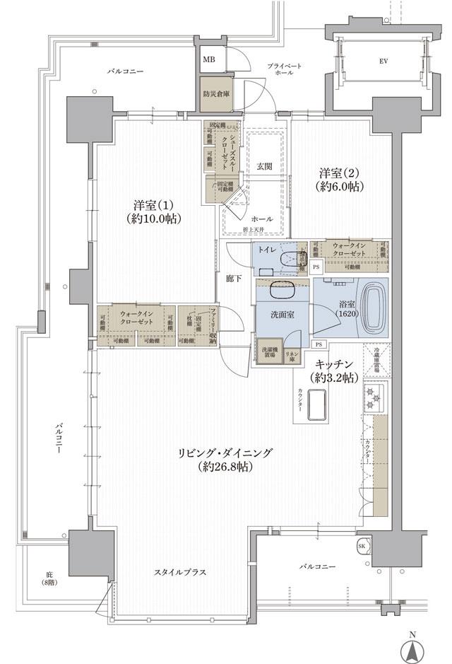 クレアホームズ松江大橋の間取り図　C：2LDK