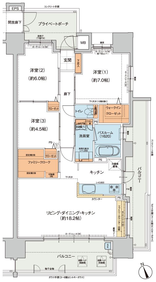 ヴェルディ東福山駅北の間取り図　C：3LDK+WIC+FC