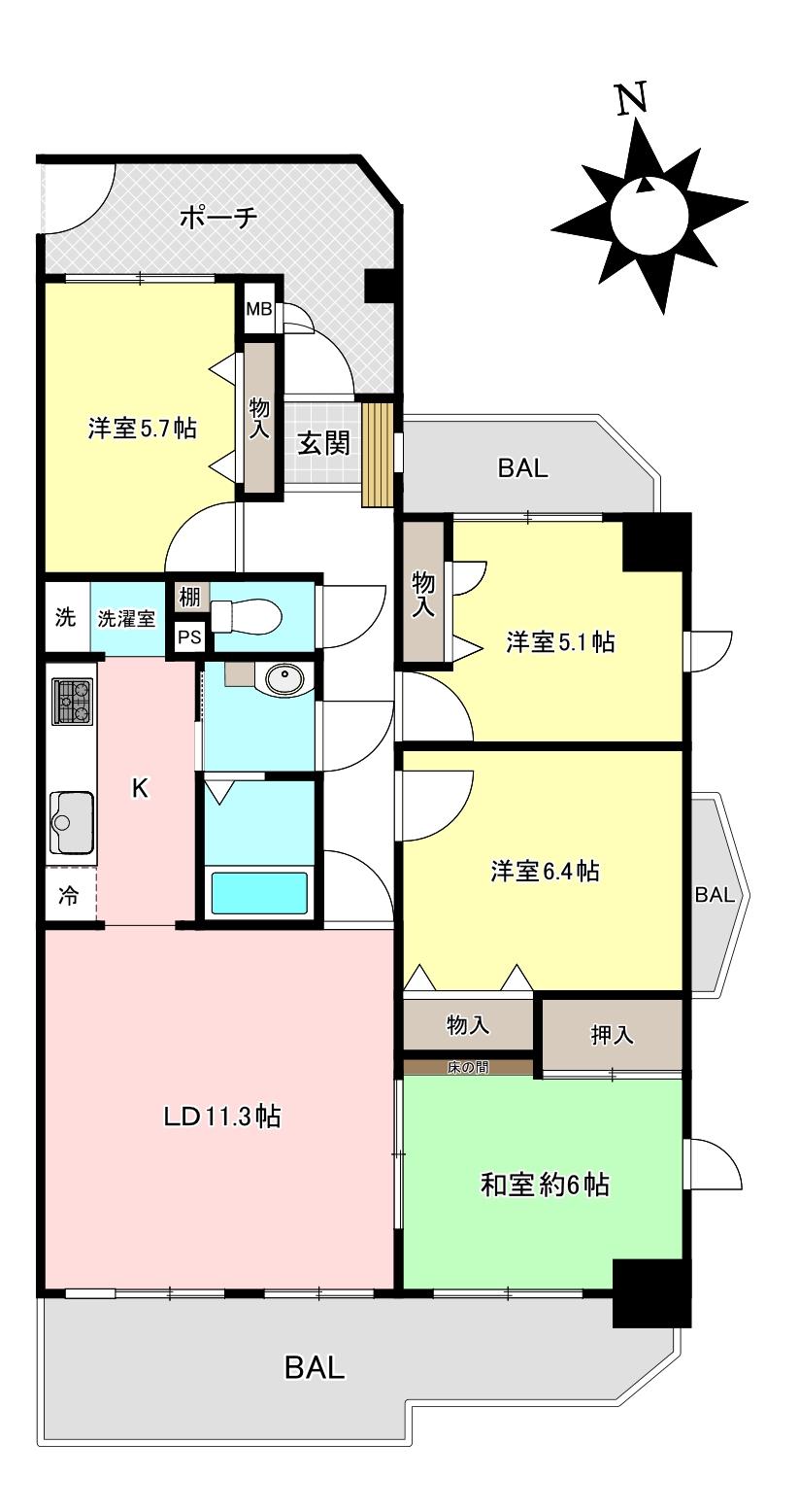 ◆子育てファミリーにもオススメの４ＬＤＫマンション！サーパス北新保６階◆