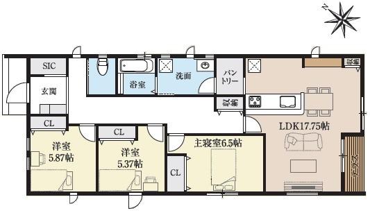 「大野１丁目」　平屋建ならではのワンフロア―新築分譲住宅