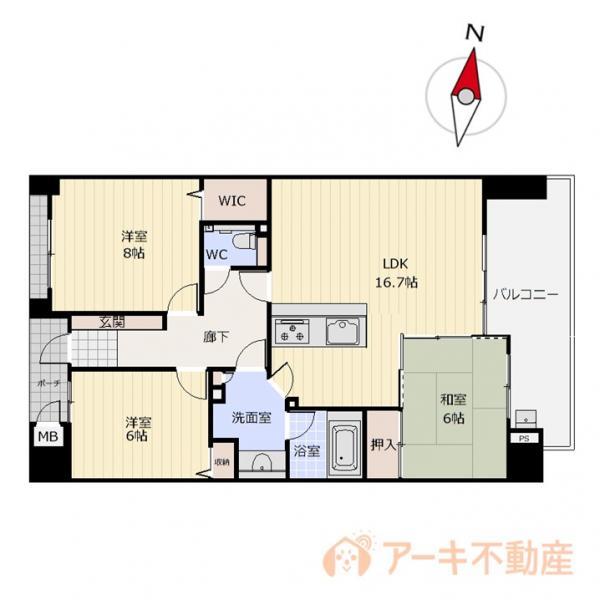 【6階3LDK・眺望良好♪】ロイヤルガーデン岡山運動公園　6階