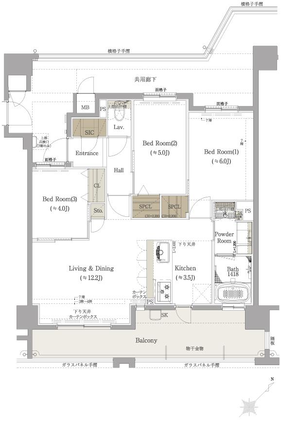 クラブスタイル 井尻ファミーユの間取り図　B：3LDK