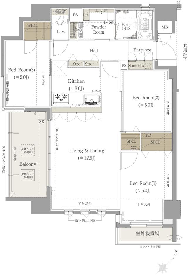 クラブスタイル 井尻ファミーユの間取り図　A：3LDK