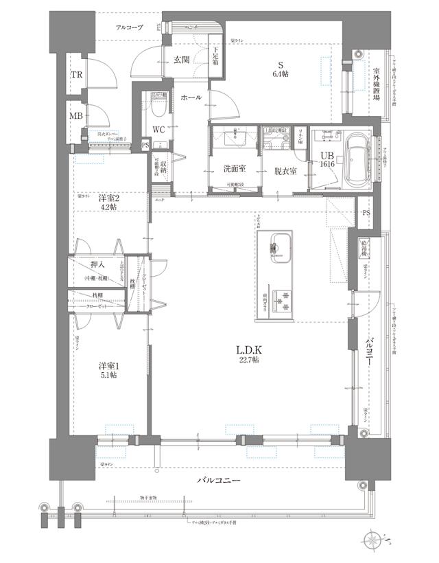 SUUMO】間取り図（Cα）詳細 - リヴィエールベイステーション小倉