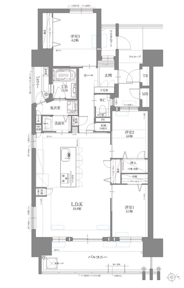SUUMO】間取り図（Aα）詳細 - リヴィエールベイステーション小倉