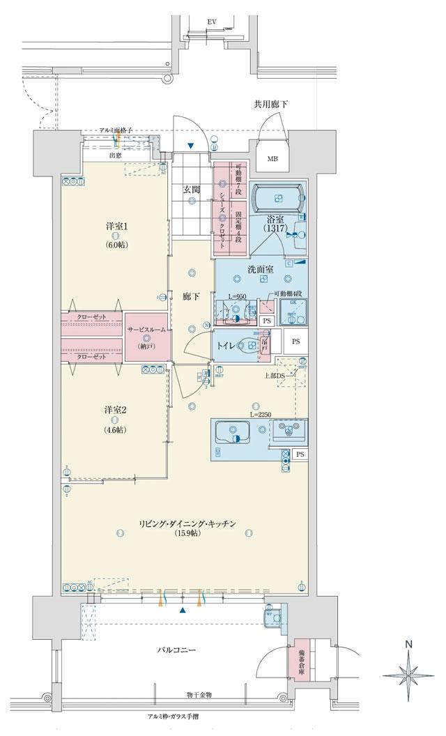 アメイズ人吉ビューテラスの間取り図　B：2LDK+S