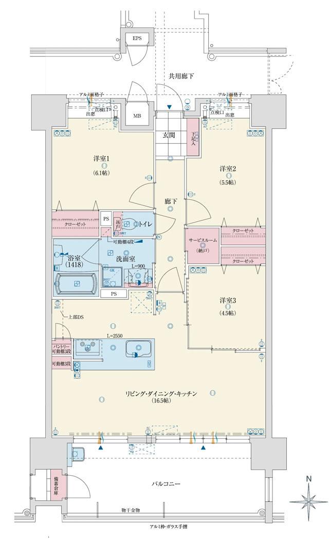 アメイズ人吉ビューテラスの間取り図　C：3LDK+S