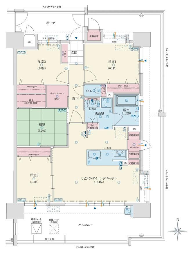 アメイズ人吉ビューテラスの間取り図　D：4LDK+S