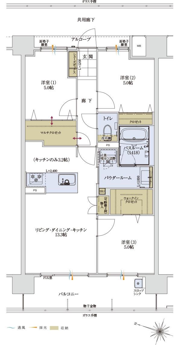 アルファステイツ野芥駅IIの間取り図　D：3LDK+マルチクロゼット+ウォークインクロゼット