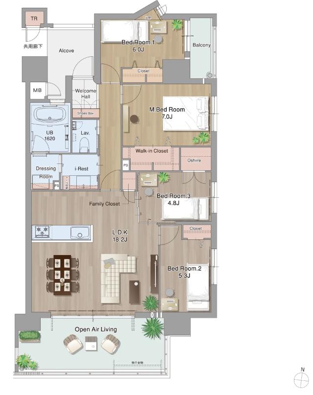 アーティックス黒崎駅ヘリテイジの間取り図　H：4LDK