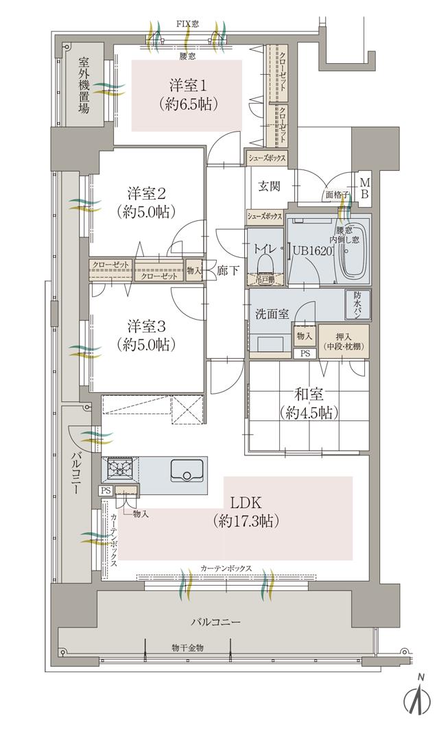 オーヴィジョン佐賀駅ザ・プライムの間取り図　A：4LDK