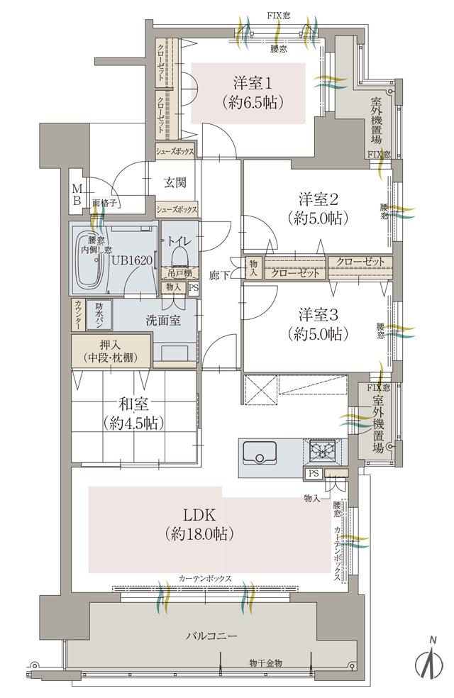 オーヴィジョン佐賀駅ザ・プライムの間取り図　F：4LDK