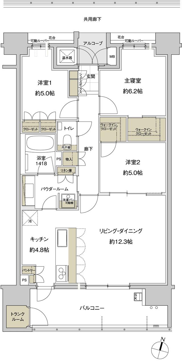 グランドオーク諏訪野町の間取り図　C：3LDK