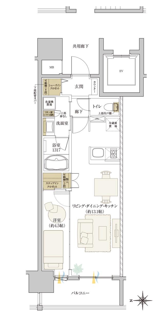 レーベン熊本駅レクシアの間取り図　B：1LDK+STIC+SIC