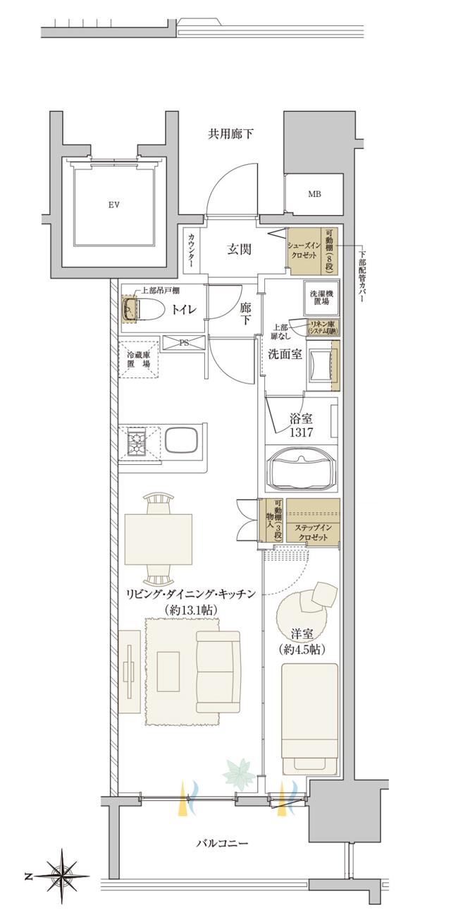 レーベン熊本駅レクシアの間取り図　C：1LDK+STIC+SIC