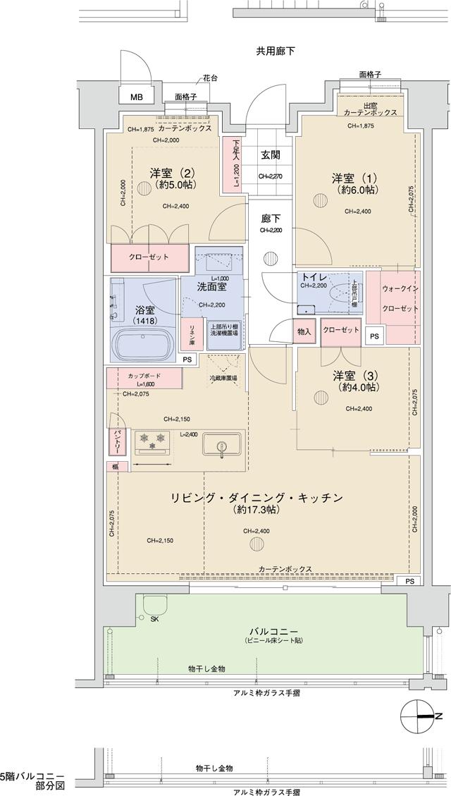 テラススタイル春日公園の間取り図　B：3LDK