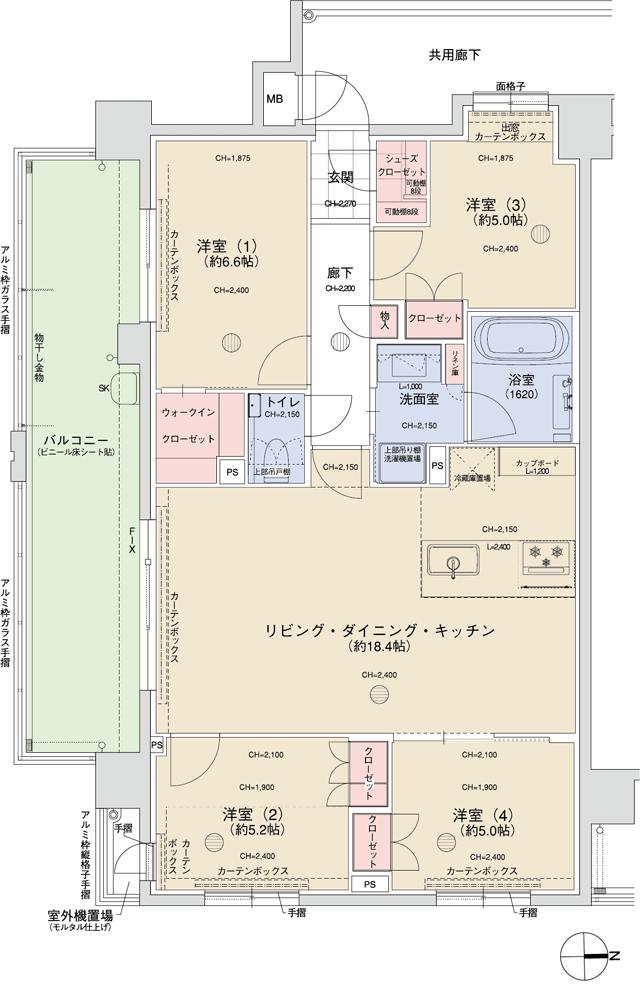 テラススタイル春日公園の間取り図　A：4LDK