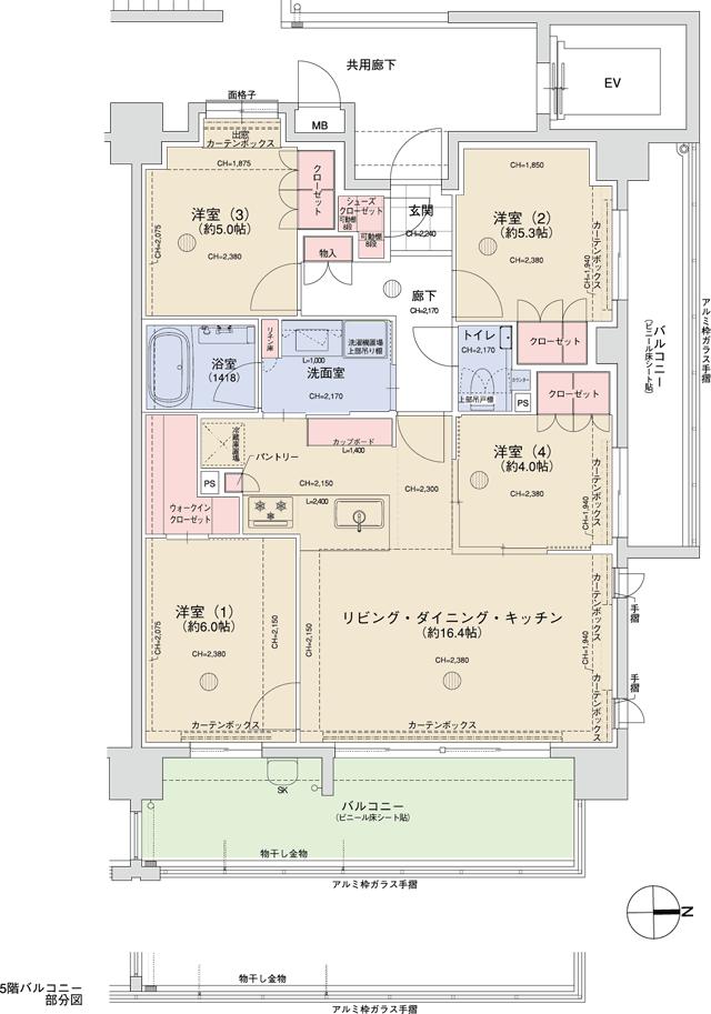 テラススタイル春日公園の間取り図　D：4LDK
