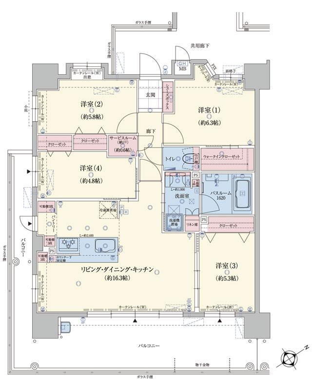 アメイズ唐津 城下の邸の間取り図　A：4LDK